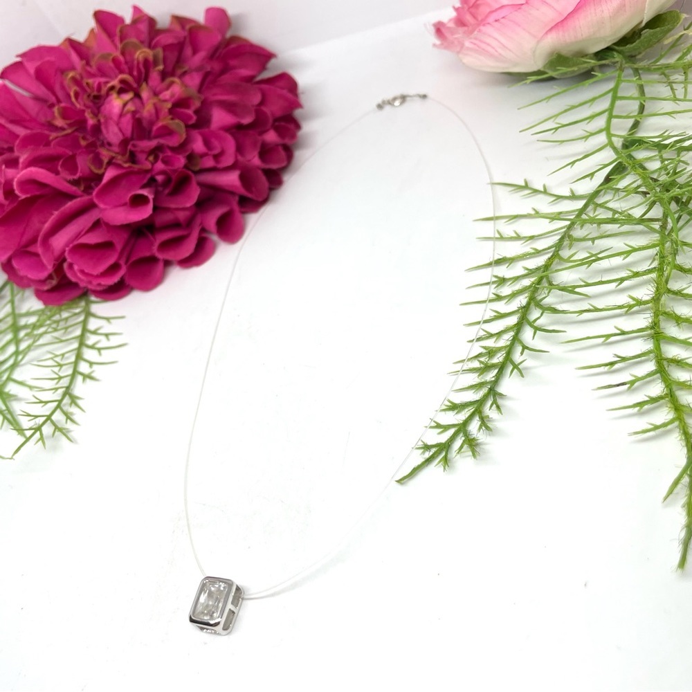 STERLING SILVER⚜️Invisible Cubic Zirconia Necklace - Picture 3 of 7